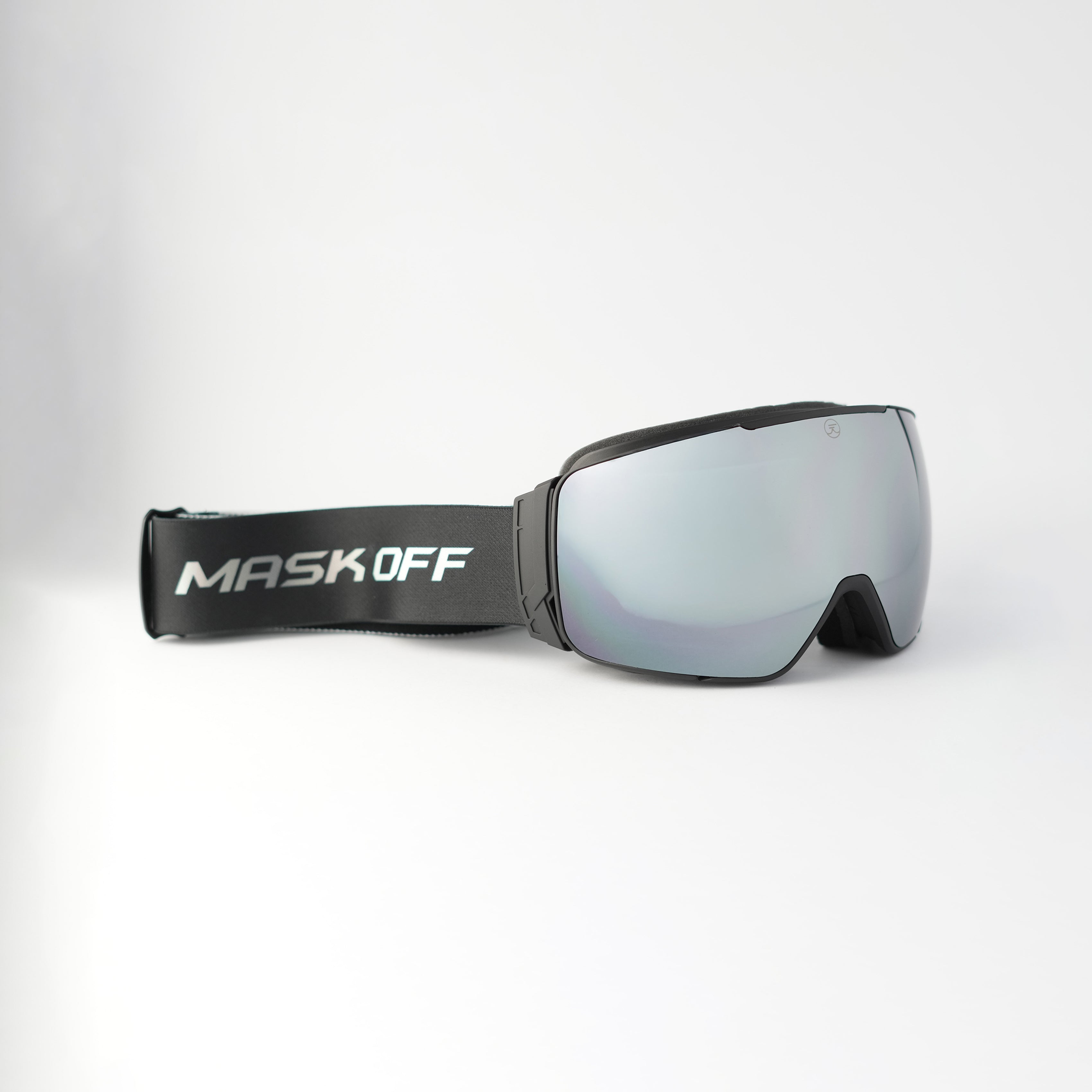 Chroma shift Goggles Ice Chrome Silver Miror with Black and Grey Printed Strap