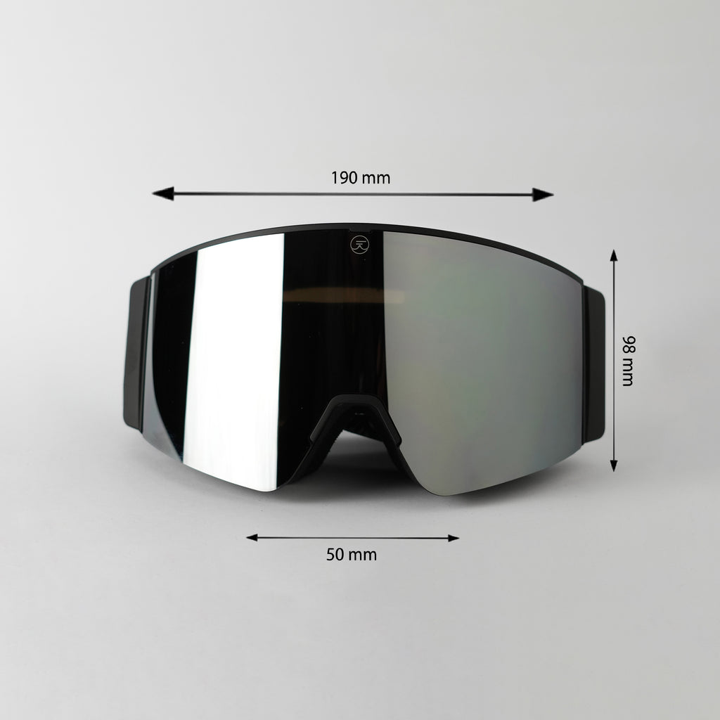 Max Vison Goggles Ice Chrome Silver with Black and Grey Printed Strap